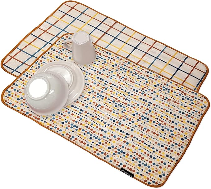 2 Pack Printed Dish Drying Mats by Homewear