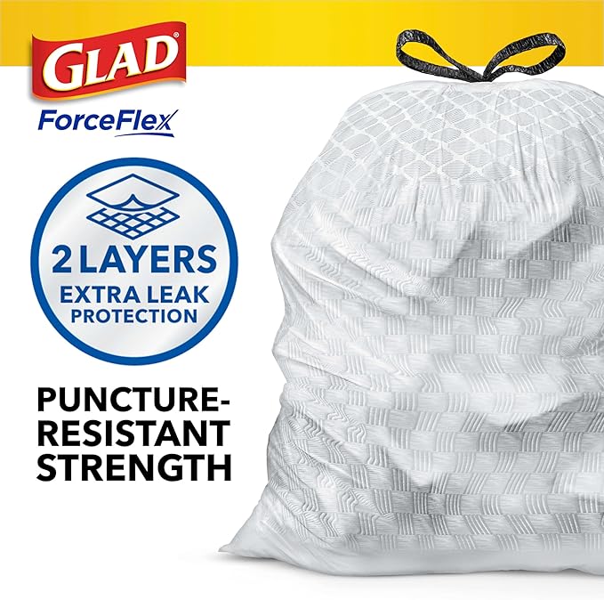 Glad ForceFlex Tall Kitchen Drawstring Trash Bags, 13 Gal, Pine-Sol Original - Image 4