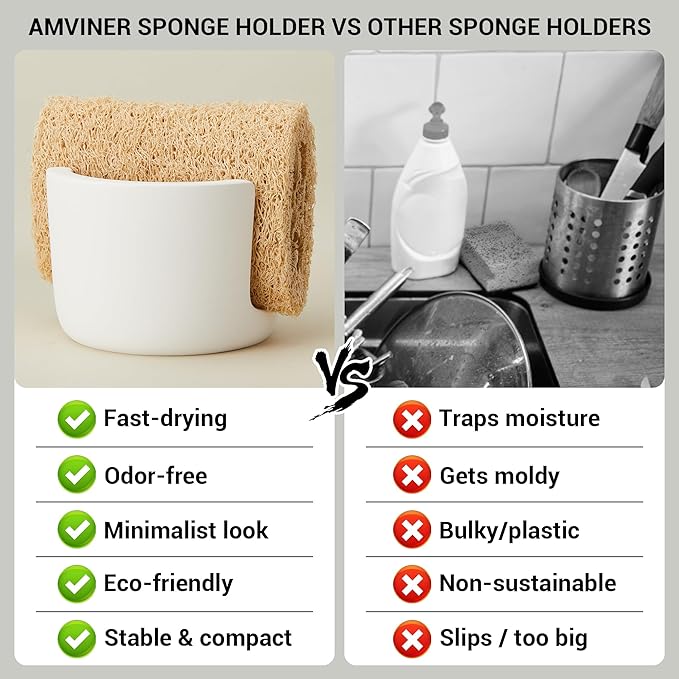 Diatomite Sponge Holder for Kitchen Sink Counter, Quick Drying, Fast Water - Image 7