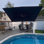 PURPLE LEAF 10' X 13' Patio Umbrella with Base Outdoor Cantilever Rectangle Offset Umbrella with 360-degree Rotation for Garden Deck Pool Patio Navy - Image 3