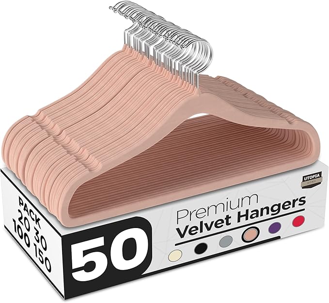 Utopia Home Velvet Hangers 50 Pack – Luxury Non-Slip Slim Pant & Coat Hangers by UTOPIAHOME