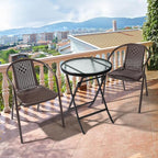 VINGLI PE Rattan Outdoor Dining Chairs Set of 4, Plastic Stackable Patio Chairs for Indoor, Porch, Restaurant, Garden, Brown - Image 2