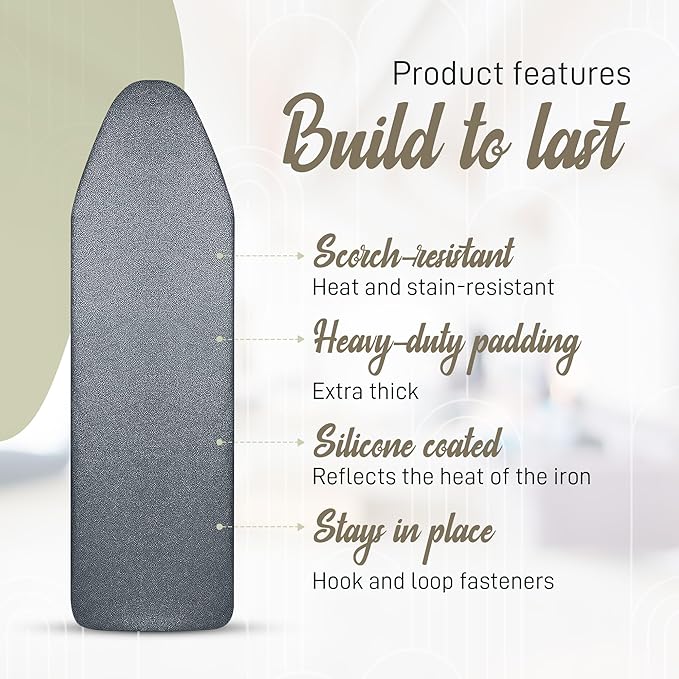 Full Size Ironing Board Cover and Pad 15x54 w/ Silicone Mat | Polyester Cotton - Image 3