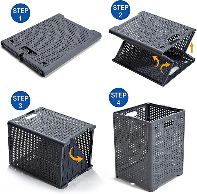 42L Collapsible Plastic Laundry Baskets, Foldable Laundry Hamper - Image 5