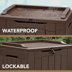 Devoko 30 Gallon Resin Deck Box Outdoor Indoor Waterproof Storage Box for Patio Furniture Pool Accessories Storage for Cushion Garden Tools (30 Gallon, Brown) - Image 2