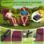 Suteck Zero Gravity Chair, Reclining Camping Lounge Chair w/Removable Cushion, Upgraded Lock and Cup Holder, Reclining Patio Chairs Folding Recliner for Indoor and Outdoor, Claret - Image 3
