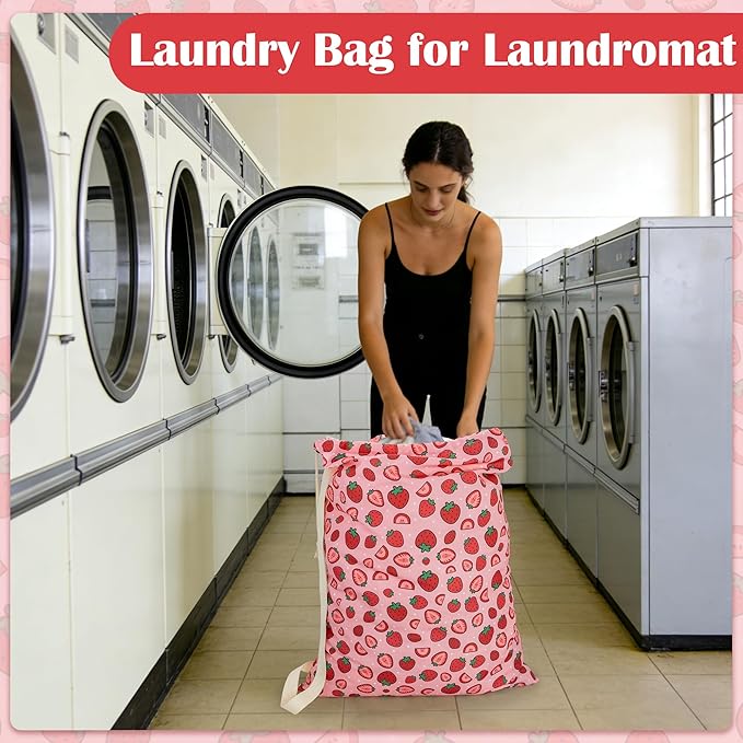 Canvas Laundry Bag with shoulder Strap 24"W x 29"H, Large Drawstring Dirty - Image 7