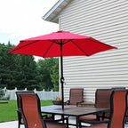 Sunnydaze Outdoor Patio Umbrella - Polyester Table Market Umbrella with Push-Button Tilt and Crank - 6 Sturdy Ribs - Red - 7.5ft - Image 6