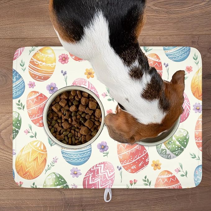 Easter Dish Drying Mat for Kitchen Counter Colorful Easter Eggs Floral Pattern - Image 9