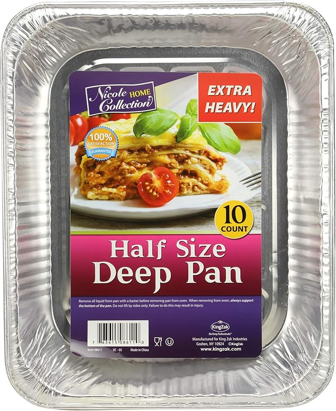 Aluminum Pans Half Size, Extra Heavy Duty Disposable Foil Pans by NicoleHomeCollection
