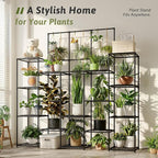 Metal Plant Stand Outdoor 63" Tall Plant Shelf for Plants 14-Tier Large Plant Sheves for Indoor Plants Living Room Heavy Duty Rack Garden Balcony Patio Hanging Planter - Image 4