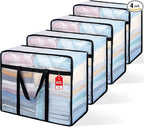 4 Pack Clear Blanket Storage Bags, Plastic Comforter Clothes Storage Bags by Besslly