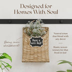 Boho Woven Wall Hanging Basket – Water Hyacinth Flat Back Basket - Image 2