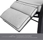 Grand patio Outdoor Recliner Chair Patio 150° Lay Flat Recliner with Flip Table Wicker Reclining Lounge Chair, Griege - Image 6