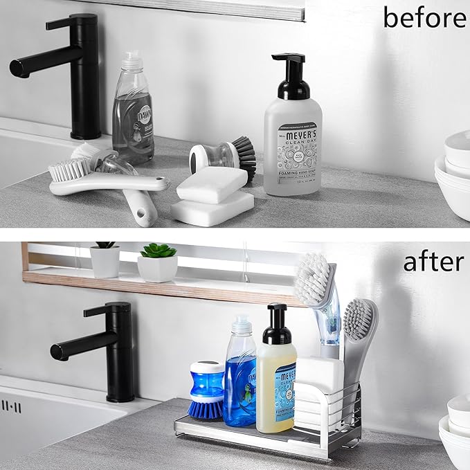 Wipe-Free Sink Organizer with Drying Stone, Instant Dry Sink Caddy Organizers - Image 7