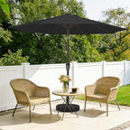 MEWAY 9ft Patio Umbrella Outdoor Table Umbrellas with Push Button Tilt and Crank, Market Umbrella 8 Sturdy Ribs for Deck, Garden, Pool and Backyard, Black - Image 2