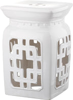 Safavieh Castle Gardens Collection Beijing Filigree Antique White Glazed Ceramic Garden Stool by SAFAVIEH