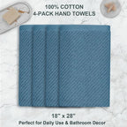 VOOVA & MOVAS Hand Towels for Bathroom Set of 4, Large 18" x 28", 100% Cotton | - Image 4