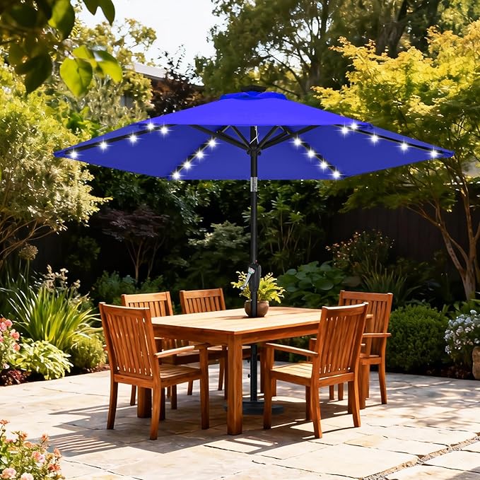 ABCCANOPY Durable Solar Led Patio Umbrellas with 24LED Lights 7.5FT (Royal Blue) - Image 2
