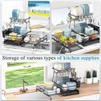 2 Tier Dish Drying Rack, Large Extendable Dish Racks - Image 4