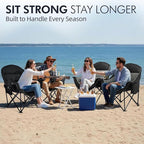 Oversized Camping Chair for Adults - Heavy Duty Outdoor Padded Large Lawn Camp Chair with Cup Holder Cooler Pockets for Sports Beach Fishing Garden Portable Supports 500lbs, AllBlack 2 Pack - Image 6
