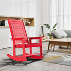 GREENVINES Outdoor Rocking Chair Set | 3-Piece | 2 Rocking Chairs with 1 Side Table | Porch Rocker | HDPE Plastic | Red | Patio Furniture Sets | High Back | Big & Tall | Ladder Back - Image 9