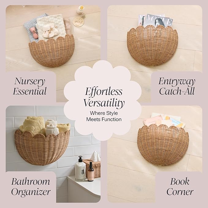 BEBE BASK Scalloped Wicker Hanging Basket - Image 6