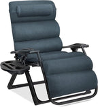 Best Choice Products Oversized Zero Gravity Chair, Folding Outdoor Patio Recliner, XL Anti Gravity Lounger w/Removable Cushion, Cup Holder, Side Tray, 350lb Capacity - Graphite Blue by BestChoiceProducts