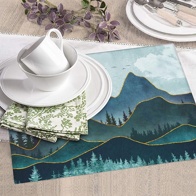 Mountain Peaks Nature Landscape Kitchen Drying Mat Modern Decorative Microfiber - Image 3