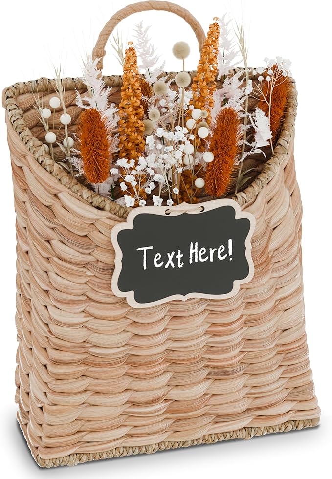 Boho Woven Wall Hanging Basket – Water Hyacinth Flat Back Basket - Image 4