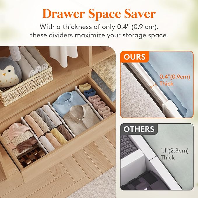 Lifewit 4" Tall 16 Pack Drawer Dividers, 27-42cm/10.5-16.5" Expandable Drawer - Image 6