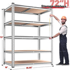 REIBII 2020LBS Garage Shelving Heavy Duty 5 Tier Storage Shelves Adjustable Metal Shelving for Basement, Warehouse, Pantry, Closet, Kitchen, Easy Assembly, 72" H x 35.55" W x 16" D, Galvanized - Image 3