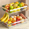 2 Tier Large Fruit Basket for Kitchen Counter by Sevenblue