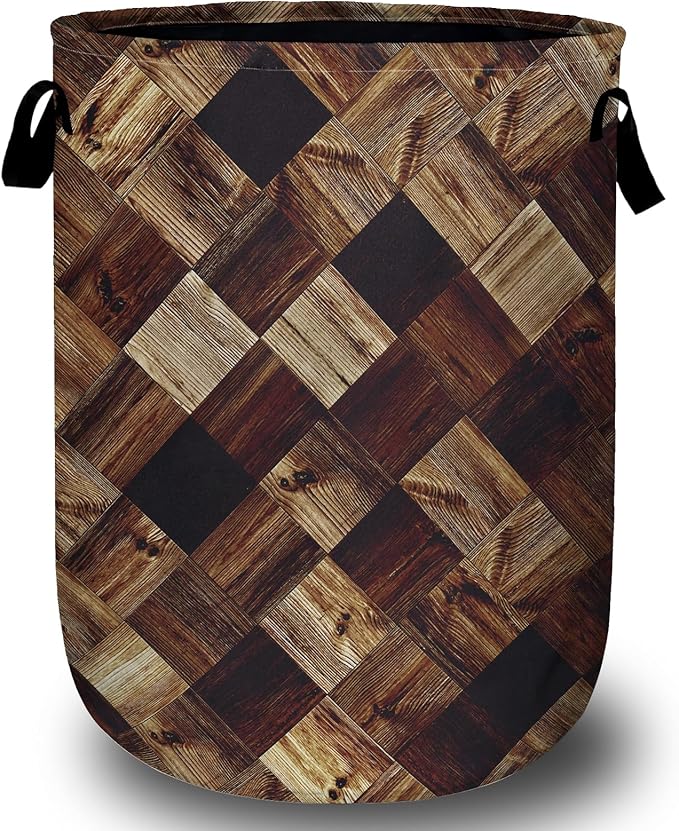 Wood Grain Laundry Basket, Foldable Tree Stump Laundry Hamper Tote Bag Dirty by Unknown