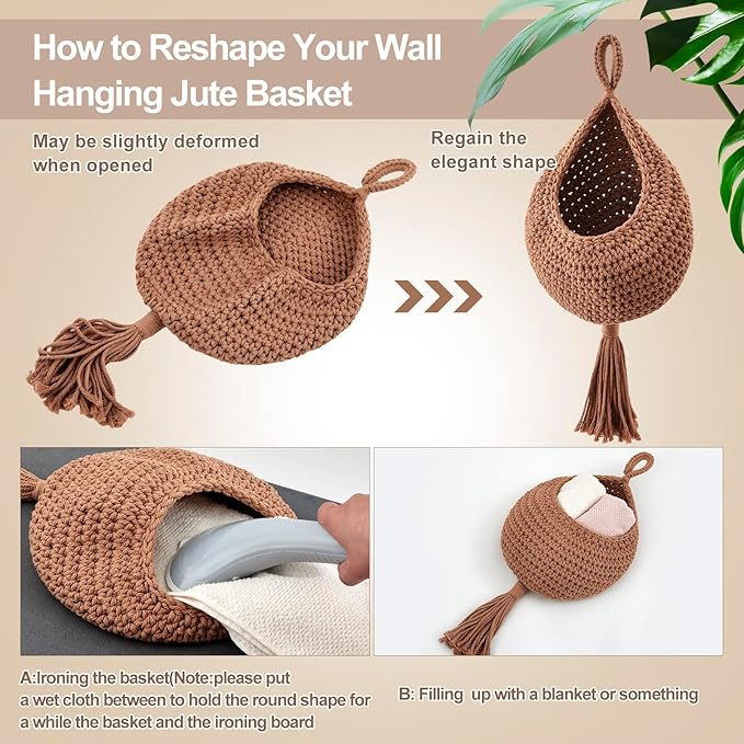 Honeydak Boho Decor Hanging Wall Baskets - Image 4