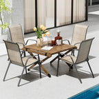 TLSUNNY Patio Chairs, Stackable Textilene Outdoor Dining Furniture for All Weather, with 17.7″ Wide Seat & Metal Frame, for Garden, Backyard, Deck, Restaurant, Poolside (4, Brown, 26.4″) - Image 2