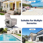 Outdoor Recliner Chair Set of 2, Wicker Patio Recliners with Adjustable Backrest and Extended Foot Rest, Reclining Patio Chairs with Flip Table & Removable Cushion Cover for Porch - Image 8