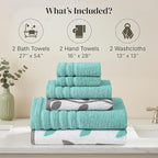 Modern Threads Organic Vines 6-Piece 100% Cotton Towel Set – Yarn Dyed Jacquard - Image 3