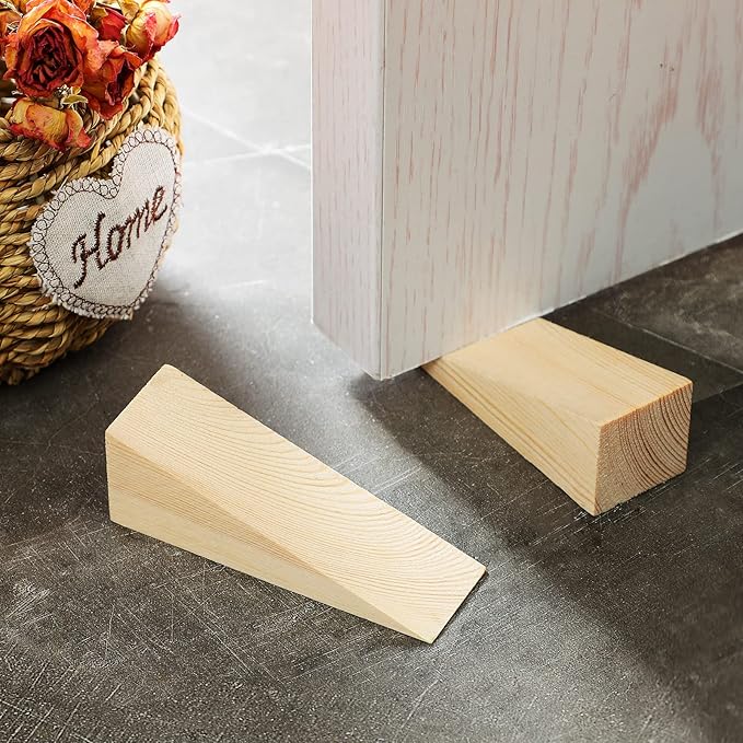 6 Pcs Wooden Door Stopper Wedge Non Slip Firefighter Wood Door Stopper Wedge - Image 4