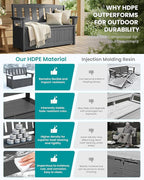 SERWALL HDPE Outdoor Storage Bench, All-Weather, UV-Resistant Deck Box with Waterproof Storage Bags, 57 Gallon Dual-Use Seat & Organizer Deck Boxes for Patio, Garden Tools & Pool (Gray) - Image 4