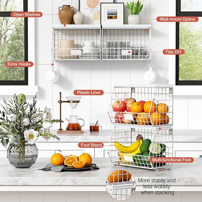 Wall Mount Bathroom Storage Basket, Fruit Produce and Vegetable Baskets - Image 6