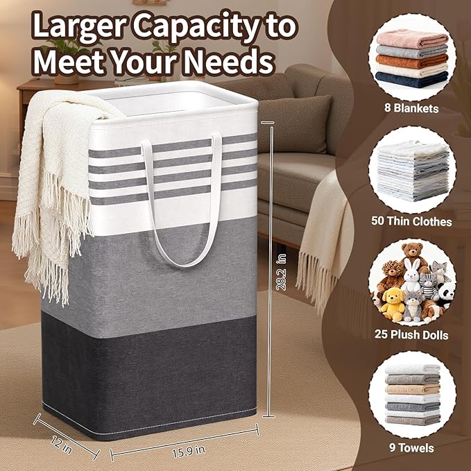 WOWBOX 2 Pack Laundry Hampers Baskets, Freestanding Dirty Clothes Hampers - Image 2