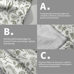 Spring Floral Hand Towels for Bathroom Set of 2 Sage Green White Flower Leaves - Image 5