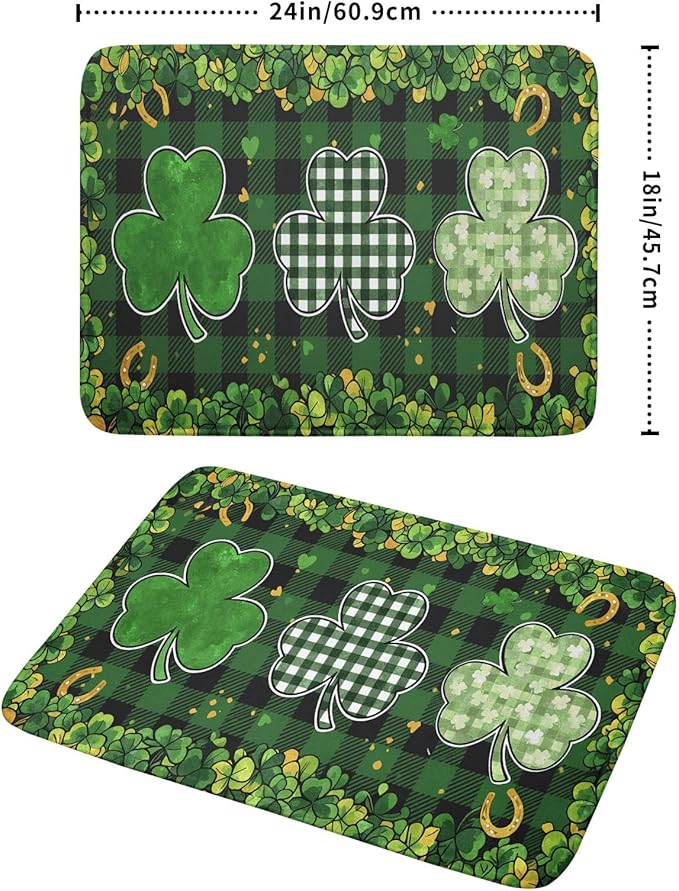 St Patrick's Day Green Clover Dish Drying Mat 18 x 24 Inch - Image 2