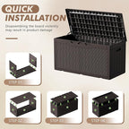Devoko 100 Gallon Deck Box, Waterproof Resin Outdoor Storage Box with Cushion for Outside and Patio, Large Outdoor Storage Bench Cabinet Lockable for Patio Furniture and Garden Tools (Deep Brown) - Image 4