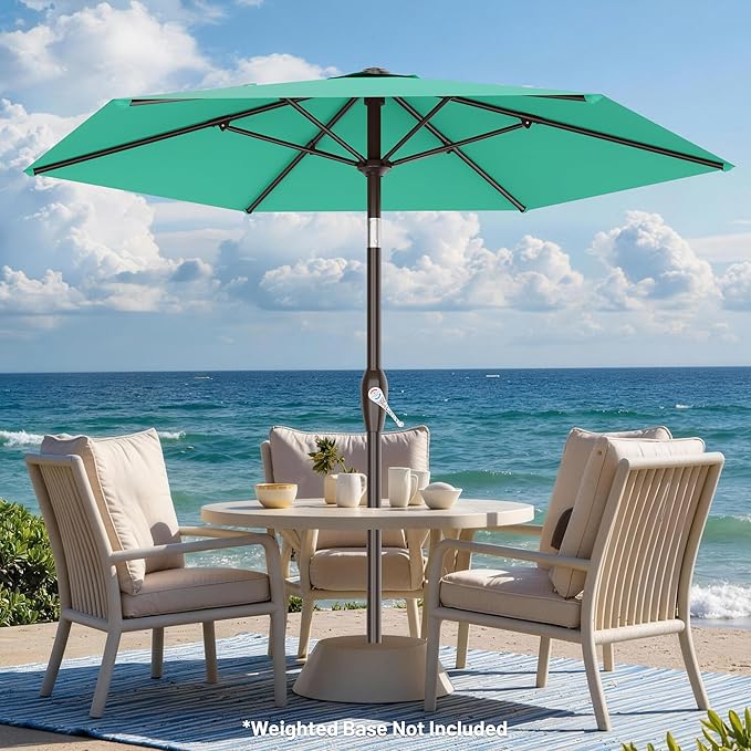 AreShark 7.5FT Patio Umbrella Table Market Umbrella with 6 Sturdy Ribs, Button Tilt/Crank Heavy-Duty Round Outdoor Umbrellas for Garden, Deck, Backyard,and Pool, Aruba Blue - Image 5