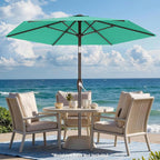 AreShark 7.5FT Patio Umbrella Table Market Umbrella with 6 Sturdy Ribs, Button Tilt/Crank Heavy-Duty Round Outdoor Umbrellas for Garden, Deck, Backyard,and Pool, Aruba Blue - Image 5