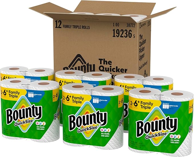 Bounty Quick-Size Paper Towels, 12 Family Triple = 40 Regular Rolls - Image 10