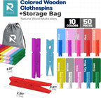 RIVEDA 50pcs Colored Wooden Clothes Pins, 2.9inch 10 Colors, Clothespins - Image 2