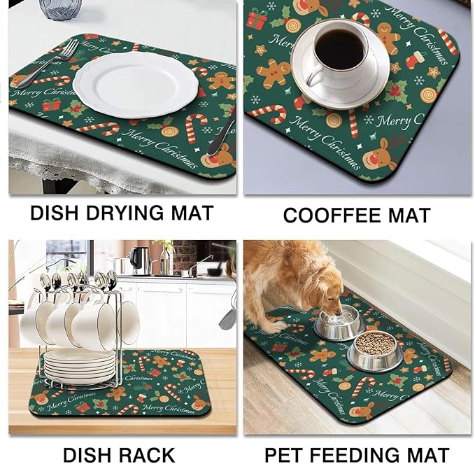 Christmas Dish Drying Mat for Kitchen Counter 2 Pack - Image 6